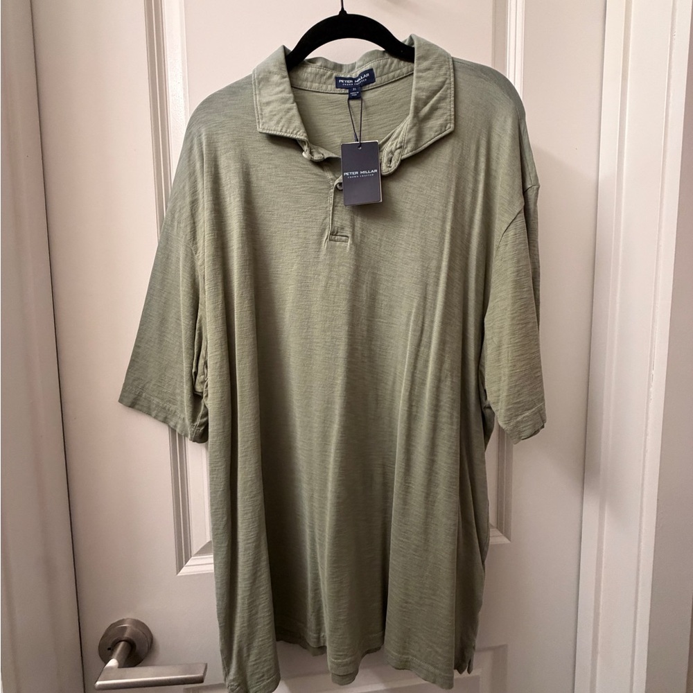 Peter Millar Men's Light Olive Green Performance Polo